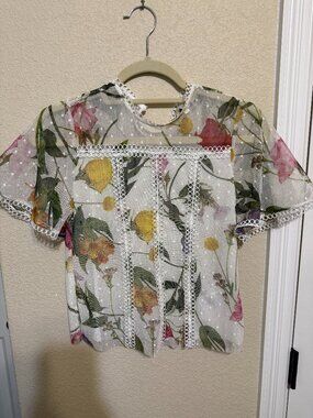 Ted Baker Short Sleeve Sheer Netting Top